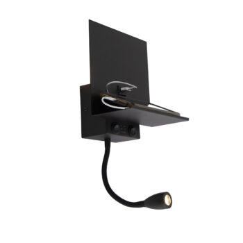 Inteligentná nástenná lampa čierna s USB a flexibilným ramenom vrátane WiFi G9 - Flero