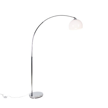 Inteligentná oblúková lampa chrómová s bielym tienidlom vrátane Wifi A60 - Arc Basic