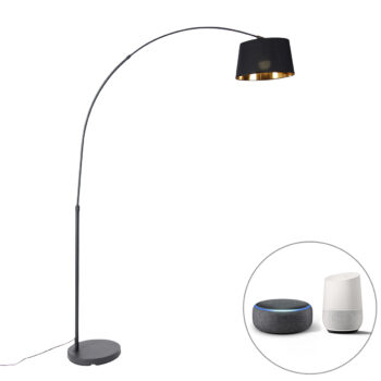 Inteligentná oblúková lampa čierna so zlatom vrátane Wifi A60 - Arc Basic