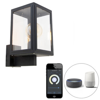 Inteligentná rustikálna nástenná lampa čierna vrátane Wifi G95 - Sutton Up