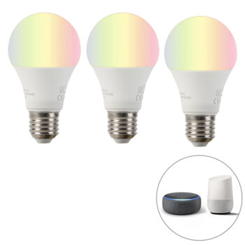 Inteligentná sada 3 žiaroviek E27 RGBW LED A60 9W 800lm 2200-4000K