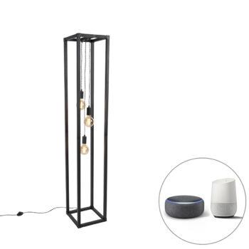 Inteligentná stojaca lampa čierna 3-svetlá vrátane Wifi G95 - Big Cage
