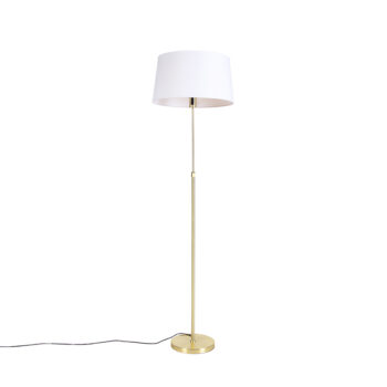 Inteligentná stojaca lampa zlatá s tienidlom z ľanu biela 45 cm vrátane Wifi A60 - Parte