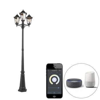Inteligentná vonkajšia lampa čierna 3-svetlo vrátane Wifi ST64 - New Orleans