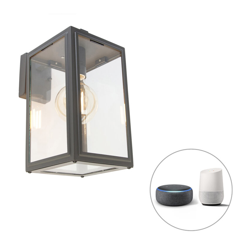 Inteligentná vonkajšia nástenná lampa sivá vrátane Wifi G95 - Sutton down Inteligentná vonkajšia nástenná lampa sivá vrátane Wifi G95 - Sutton down