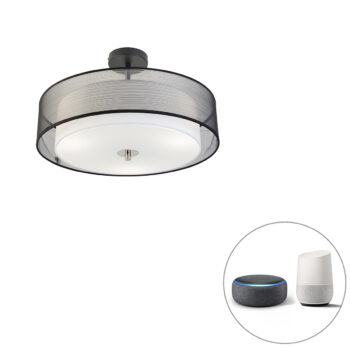 Inteligentné stropné svietidlo čierne s bielou 50 cm vrátane 3 Wifi A60 - Drum Duo