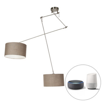 Inteligentné závesné svietidlo oceľ s tienidlom 35 cm taupe vrátane 2 Wifi A60 - Blitz