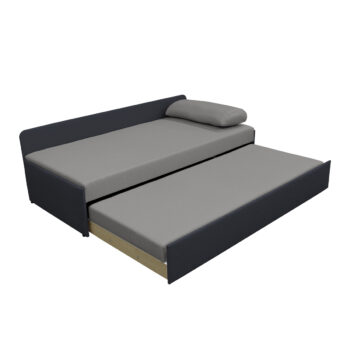 KONDELA Jalen čalúnená jednolôžková posteľ (váľanda) s prístelkou sivá / tmavosivá – Obrázok 2