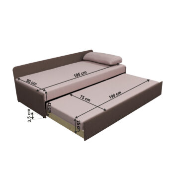 Čalúnená jednolôžková posteľ s prístelkou Jalen v elegantnej svetlohnedej a hnedej farbe je ideálnym riešením pre tých, ktorí hľadajú praktickosť a štýl v jednom. Táto moderná posteľ je navrhnutá tak, aby sa hodila do každého interiéru, pričom ponúka nielen pohodlné miesto na spanie, ale aj…