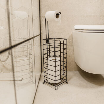 KONDELA Janos kovový stojan na toaletný papier čierna – Obrázok 2