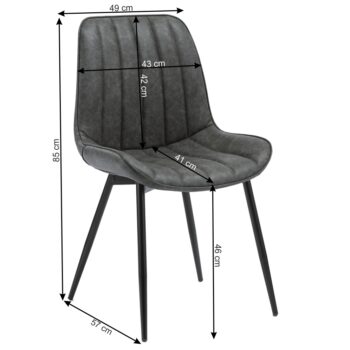 Pohodlná a elegantná jedálenská stolička HAZAL sa stane dizajnovým kúskom vo Vašej domácnosti. Rozmery stoličky sú (ŠxHxV): 49x57x85 cm. Výška sedu je 46 cm, hĺbka sedu je 41 cm a šírka sedu je 49 cm. Šírka chrbtovej opierky je 43 cm a jej výška je 42 cm. Čalúnená je príjemnou ekokožou v tmavosivej…