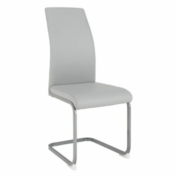 Zariaďte si elegantnú a modernú kuchyňu s jedálenskou stoličkou NOBATA. Rozmery stoličky sú (ŠxHxV): 42x56x99 cm. Výška sedu je 47,5 cm a hĺbka sedu je 42,5 cm. Stolička je čalúnená kvalitnou ekokožou v odtieňoch svetlosivej farby. Stabilitu držia pevné kovové nohy v sivej farbe. Nosnosť stoličky…