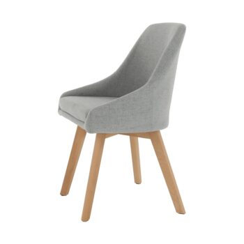 Pekná moderná jedálenská stolička TEZA zútulní Vašu kuchyňu. Rozmery stoličky sú (ŠxHxV): 53x54x83,5 cm. Výška sedu je 47 cm, hĺbka sedu je 40 cm a šírka sedu je 42 cm. Pohodlné sedenie zabezpečuje mäkké sedadlo čalúnené v látke sivej farby. Drevené nohy vo farbe buku krásne ladia a držia…