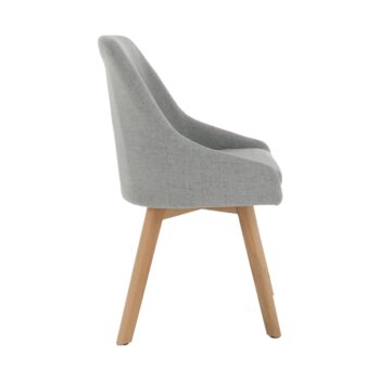 Pekná moderná jedálenská stolička TEZA zútulní Vašu kuchyňu. Rozmery stoličky sú (ŠxHxV): 53x54x83,5 cm. Výška sedu je 47 cm, hĺbka sedu je 40 cm a šírka sedu je 42 cm. Pohodlné sedenie zabezpečuje mäkké sedadlo čalúnené v látke sivej farby. Drevené nohy vo farbe buku krásne ladia a držia…