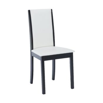Moderná stolička VENIS NEW krásne oživí a ozvláštni Vašu kuchyňu. Rozmery stoličky sú (ŠxHxV): 44x48x90 cm. Výška sedu je 45 cm a hĺbka sedu 39 cm. Nosnosť stoličky je 110 kg. Stolička má pevnú drevenú konštrukciu vo farebnom prevedení wenge. Čalúnenie je z ekokože v neutrálnej bielej farbe. Jej…