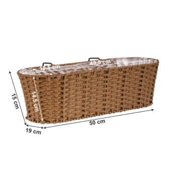 Ratanový balkónový kvetináč Jeor v elegantnej kombinácii béžovej a čiernej farby je ideálnym doplnkom pre váš interiér aj exteriér. Tento moderný kvetináč od značky KONDELA je vyrobený z kvalitného umelého ratanu a kovu, čo mu dodáva nielen estetický vzhľad, ale…