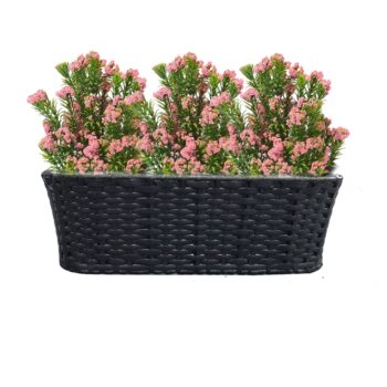 KONDELA Jeor ratanový balkónový kvetináč čierna – Obrázok 5