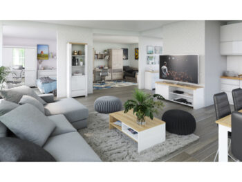 KONDELA Jesi 4D1S štvordverová komoda so zásuvkou gaštan nairobi / onyx – Obrázok 2