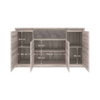 KONDELA Jesi 4D1S štvordverová komoda so zásuvkou gaštan nairobi / onyx – Obrázok 5