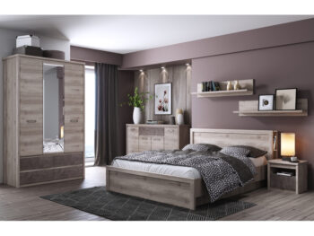 KONDELA Jesi 4D1S štvordverová komoda so zásuvkou gaštan nairobi / onyx – Obrázok 7