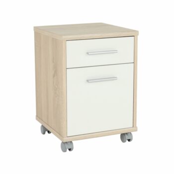 Spríjemnite si chvíle v práci s moderným kontajnerom na kolieskach JOHAN 2 NEW 07. Upriamte svoju pozornosť na elegantný dizajn a krásne čisté línie. Kombinácia farieb dub sonoma a biela pôsobí usporiadane, čisto a príťažlivo. Vyrobený je z DTD (drevotriesková doska) laminovanej s ABS hranami. Je…
