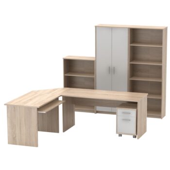 Spríjemnite si chvíle v práci s modernou kancelárskou zostavou JOHAN 2 NEW. Súčasné požiadavky na poriadnu kanceláriu kladú dôraz na flexibilitu, vzdušnosť, funkčnosť a správne zvolené farby. Upriamte svoju pozornosť na elegantný dizajn a krásne čisté línie. Jednotná farebná téma dub sonoma…
