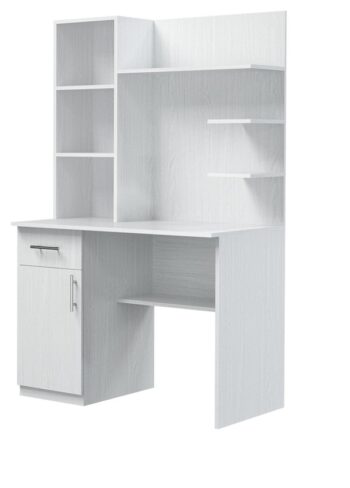 PC stolík JONAS E6 je veľmi prakticky riešený a poteší aj mimoriadne priaznivou cenou. V hornej nadstavbe je regál a tri odkladacie police. V spodnej časti je skrinka so zásuvkou, pod písacou plochou je ďalšia odkladacia polica. V ponuke ľavé aj pravé prevedenie.Je vyrobený z kvalitnej 16 mm LTD dosky nenáročnej na udržiavanie. Rozmery (ŠxVxH): 100 x 166,5 x 60 cmVýška písacej plochy je 76,5 cm.Dodávame v demonte. 