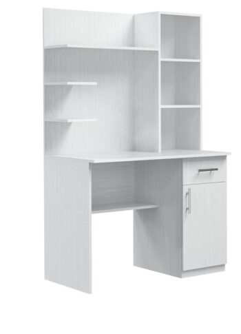 PC stolík JONAS E6 je veľmi prakticky riešený a poteší aj mimoriadne priaznivou cenou. V hornej nadstavbe je regál a tri odkladacie police. V spodnej časti je skrinka so zásuvkou, pod písacou plochou je ďalšia odkladacia polica. V ponuke ľavé aj pravé prevedenie.Je vyrobený z kvalitnej 16 mm LTD dosky nenáročnej na udržiavanie. Rozmery (ŠxVxH): 100 x 166,5 x 60 cmVýška písacej plochy je 76,5 cm.Dodávame v demonte. 