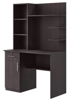 PC stolík JONAS E6 je veľmi prakticky riešený a poteší aj mimoriadne priaznivou cenou. V hornej nadstavbe je regál a tri odkladacie police. V spodnej časti je skrinka so zásuvkou, pod písacou plochou je ďalšia odkladacia polica. V ponuke ľavé aj pravé prevedenie.Je vyrobený z kvalitnej 16 mm LTD dosky nenáročnej na udržiavanie. Rozmery (ŠxVxH): 100 x 166,5 x 60 cmVýška písacej plochy je 76,5 cm.Dodávame v demonte. 