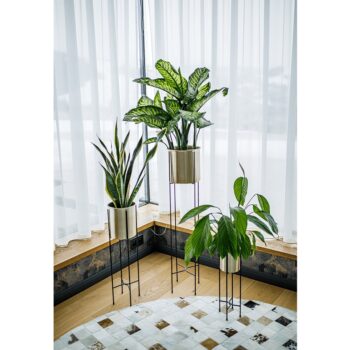 KONDELA Jude Typ 3 kovový kvetináč čierna / zlatá – Obrázok 2