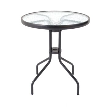 Praktický kovový stôl JUPITER 60 je vhodný na balkón, terasu či do záhrady. Konštrukcia stola je z kovových trubiek 24 x 0,8 mm čiernej farby a odkladacia plocha z výstuženého skla hrúbky 5 mm. Je vhodný pre pohodlné sedenie štyroch osôb. Povrchová úprava je odolná voči vonkajším vplyvom počasia…