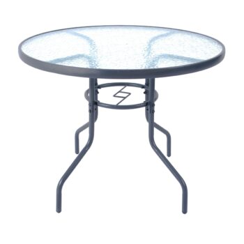 Praktický kovový stôl JUPITER 90 je vhodný na balkón, terasu či do záhrady. Konštrukcia stola je z kovových trubiek 24 x 0,8 mm grafitovej farby a odkladacia plocha z výstuženého skla hrúbky 5 mm. V strede stola sa nachádza otvor s praktickou kritkou pre umiestnenie slnečníka. Je vhodný pre…
