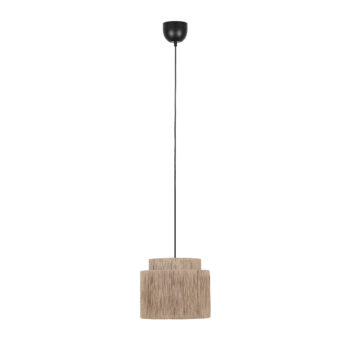 Japandi závesná lampa čierna s hnedým lanom 31cm - Smilla