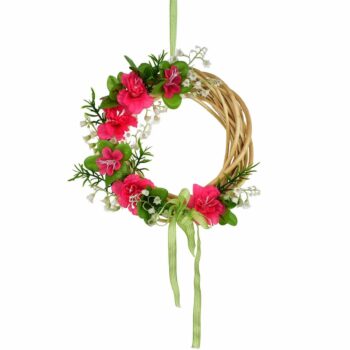 Jarný prútený veniec Azalka, 20 cm, ružová