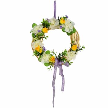 Jarný prútený veniec krémová azalka, 20 cm