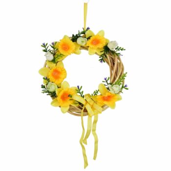 Jarný prútený veniec žltý narcis, 20 cm
