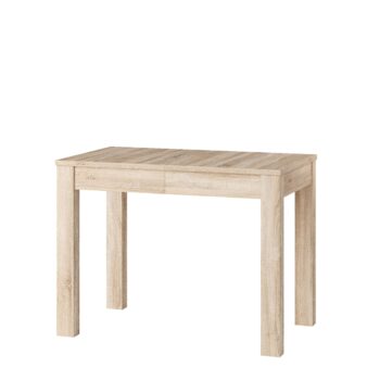 Jedálenský stôl BOB je v atraktívnom a elegantnom prevedení. Je výborným riešením do moderných interiérov. Vrchná doska je vyrobená z kvalitnej LTD dosky. Nohy stola sú pokryté MDF fóliou. Farebné prevedenie je v žiadanej farbe dub sonoma. Stôl je rozkladací. Je možné ho rozložiť do doch veľkostí. Jednoduchý obdĺžnikový stôl sa tak stane veľkým stolom, kde sa zmestia vaši blízky. Môžete ho predĺžiť o 30 alebo 60 cm. Rozmery (š,v,h):100/130/160 × 75 × 60 cm. Je v ponuke aj vo farbe biela. Z našej ponuky si môžete vybrať rôzne jedálenské stoličky, vďaka ktorým si vytvoríte jedáleň podľa vašich predstáv. Dodávame v demontovanom stave.
