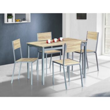 Jedálenský set HARVEY so 4 stoličkami, 110 x 70 x77 cm, dub Sonoma