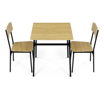 Jedálenský set Industrial s 2 stoličkami, 70 x 70x 76 cm, divoký dub