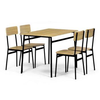 Jedálenský set Industrial so 4 stoličkami, 110 x70 x 76 cm, divoký dub