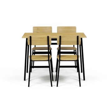 Jedálenský set Industrial so 4 stoličkami, 110 x70 x 76 cm, divoký dub