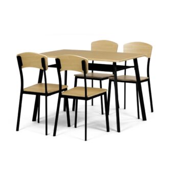 Jedálenský set Industrial so 4 stoličkami,  110 x70 x 76 cm, hnedá