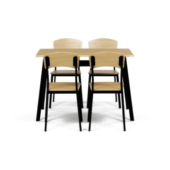 Jedálenský set Industrial so 4 stoličkami,  110 x70 x 76 cm, hnedá