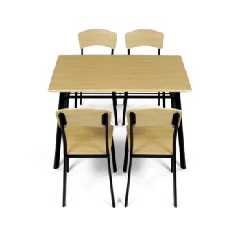 Jedálenský set Industrial so 4 stoličkami,  110 x70 x 76 cm, hnedá