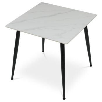 Jedálenský stôl 80 x 80 cm, keramika a mramor,biela