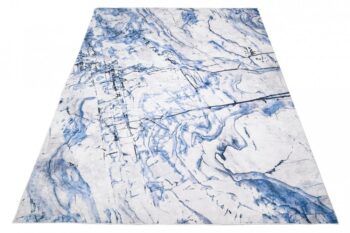 Jednoduchý bielo-modrý koberec s abstraktným vzorom Šírka: 80 cm | Dĺžka: 150 cm