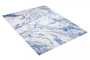 Jednoduchý bielo-modrý koberec s abstraktným vzorom Šírka: 80 cm | Dĺžka: 150 cm