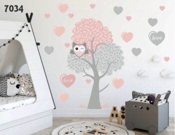 Jemná nálepka na stenu sovička LOVE 120 x 240 cm