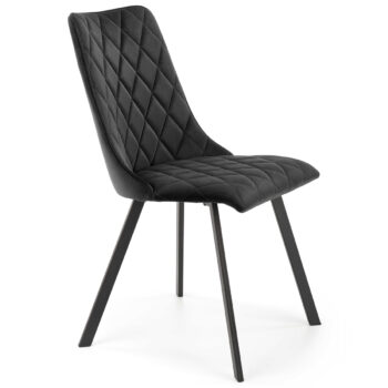 Jedálenská stolička K450 v čiernej farbe je moderným a praktickým doplnkom do každej jedálne alebo kuchyne. Jej tmavé prevedenie dodá interiéru štýl a eleganciu. Stolička je vyrobená z kvalitnej látky a práškovanej ocele, čo zaručuje jej dlhú životnosť a odolnosť.