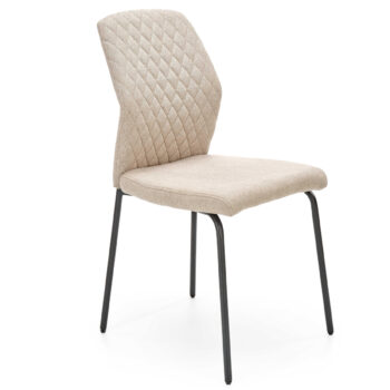 Jedálenská stolička K461 v béžovej a čiernej farbe je moderným doplnkom do každého interiéru. Jej svetlá farba dodáva priestoru jemnosť a eleganciu, zatiaľ čo čierna oceľová konštrukcia zaručuje stabilitu a dlhú životnosť. Stolička je určená na celoročné použitie.